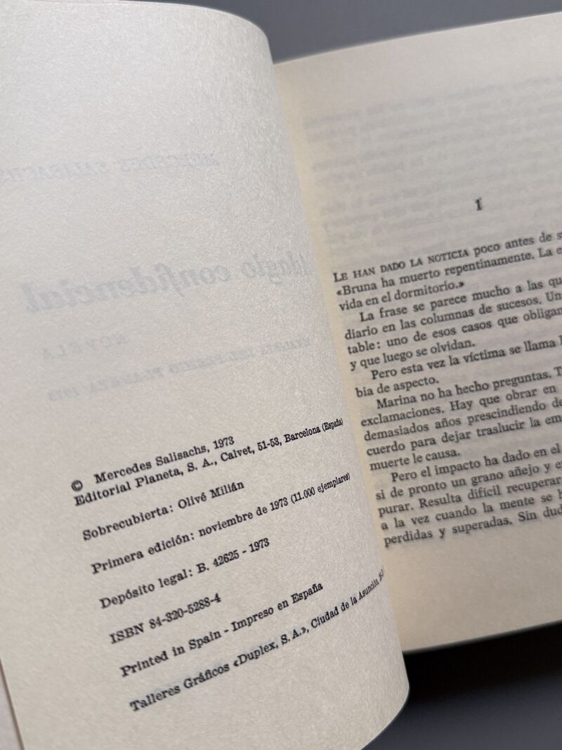 Adagio confidencial, Mercedes Salisachs (firmado) - Editorial Planeta, 1973
