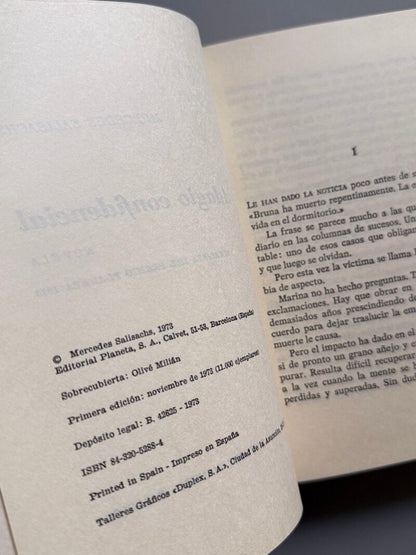 Adagio confidencial, Mercedes Salisachs (firmado) - Editorial Planeta, 1973