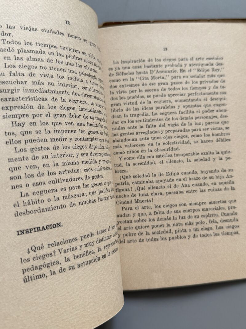 El arte escénico y los ciegos, Antonio las Heras Hervás - 1928