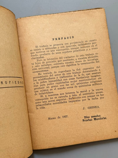 Un viaje en el otro mundo, Eugenio Hins. Sobre la muerte - Buenos Aires, 1927
