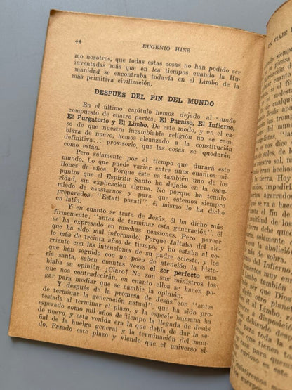 Un viaje en el otro mundo, Eugenio Hins. Sobre la muerte - Buenos Aires, 1927