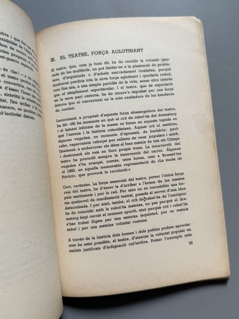 La força social i revolucionaria del teatre, Manuel Valldeperes - Editorial Forja, 1937