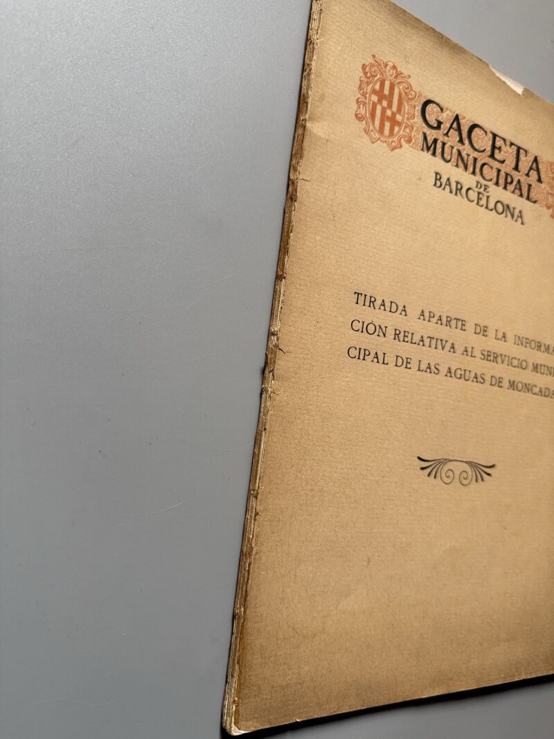 Servicio Municipal de las aguas de Moncada - Gaceta Municipal de Barcelona, 1917