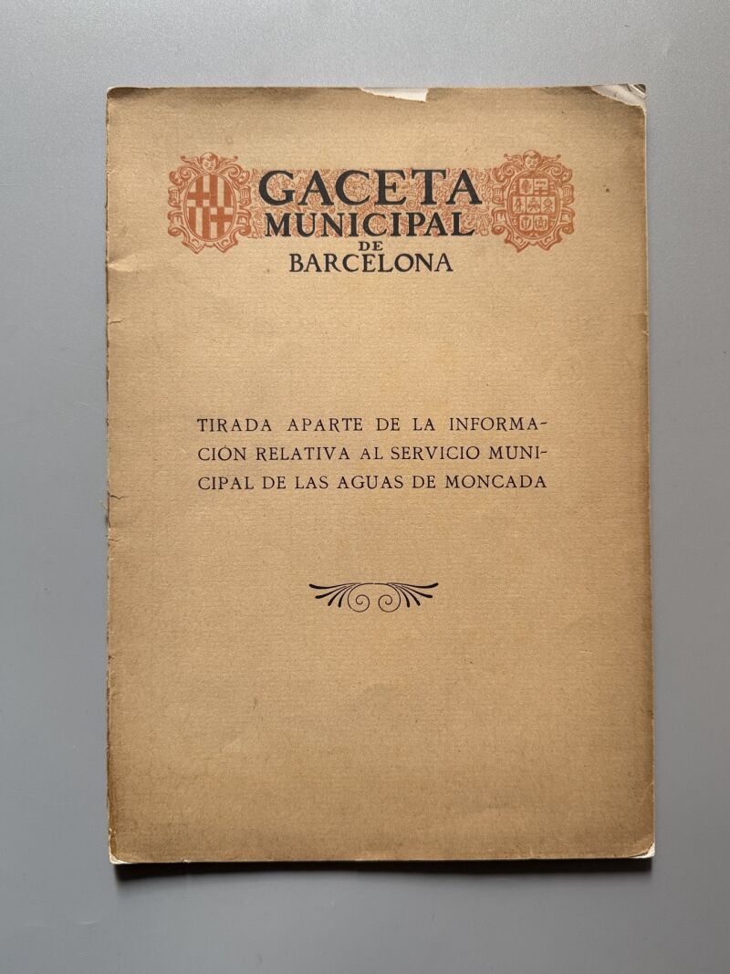Servicio Municipal de las aguas de Moncada - Gaceta Municipal de Barcelona, 1917