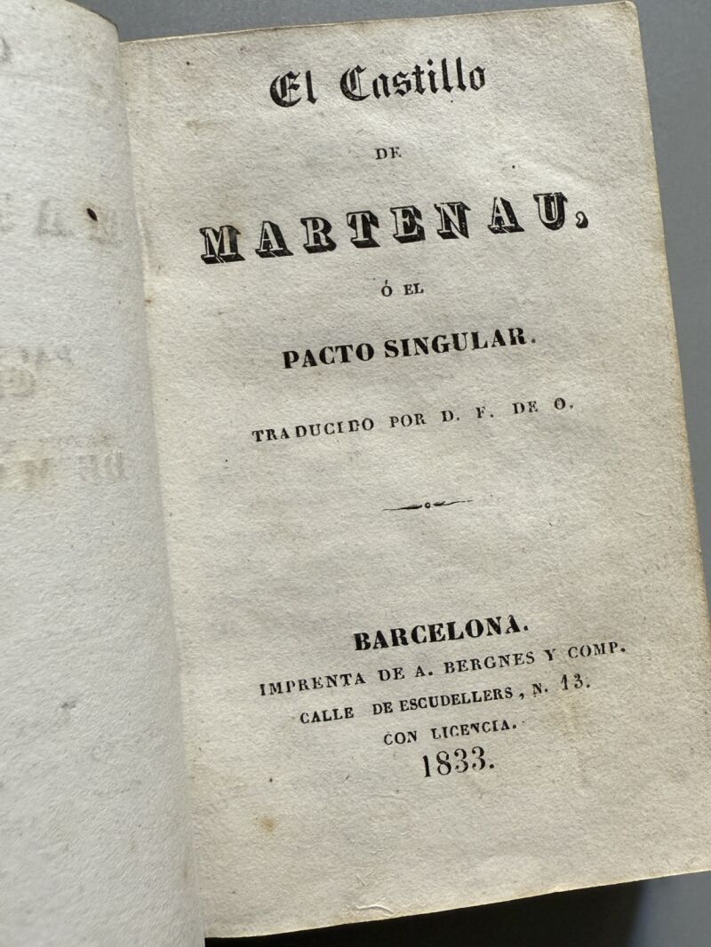 El Castillo de Martenau, O.  - Imprenta de A. Bergnes y Comp., 1833