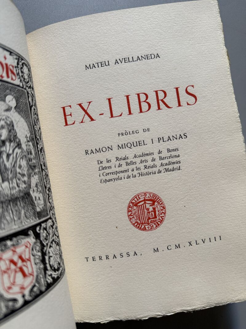 Ex-libris, Mateu Avellaneda (ejemplar numerado) - Tipografia Martí, 1948