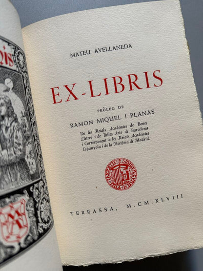 Ex-libris, Mateu Avellaneda (ejemplar numerado) - Tipografia Martí, 1948
