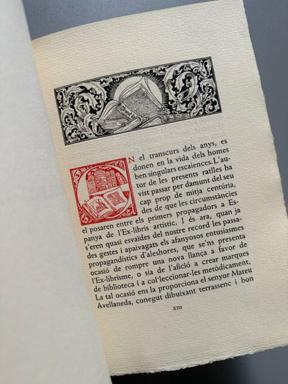 Ex-libris, Mateu Avellaneda (ejemplar numerado) - Tipografia Martí, 1948