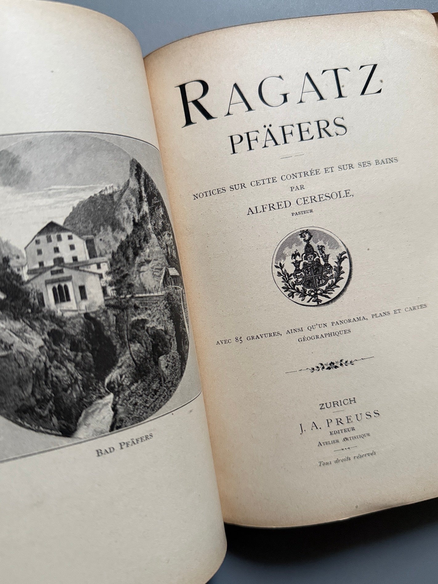 Libro de: Ragatz pfäfers, Alfred Ceresole. Contiene folletos turísticos - Zurich, ca. 1895