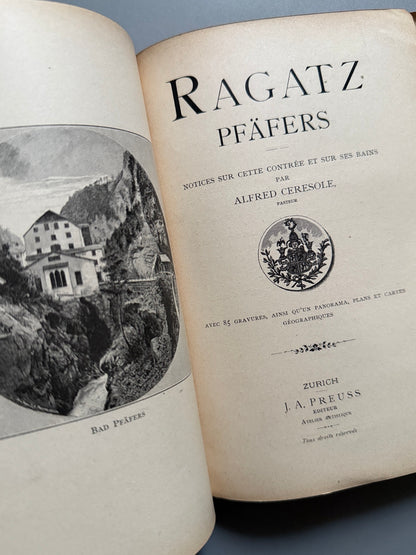 Libro de: Ragatz pfäfers, Alfred Ceresole. Contiene folletos turísticos - Zurich, ca. 1895