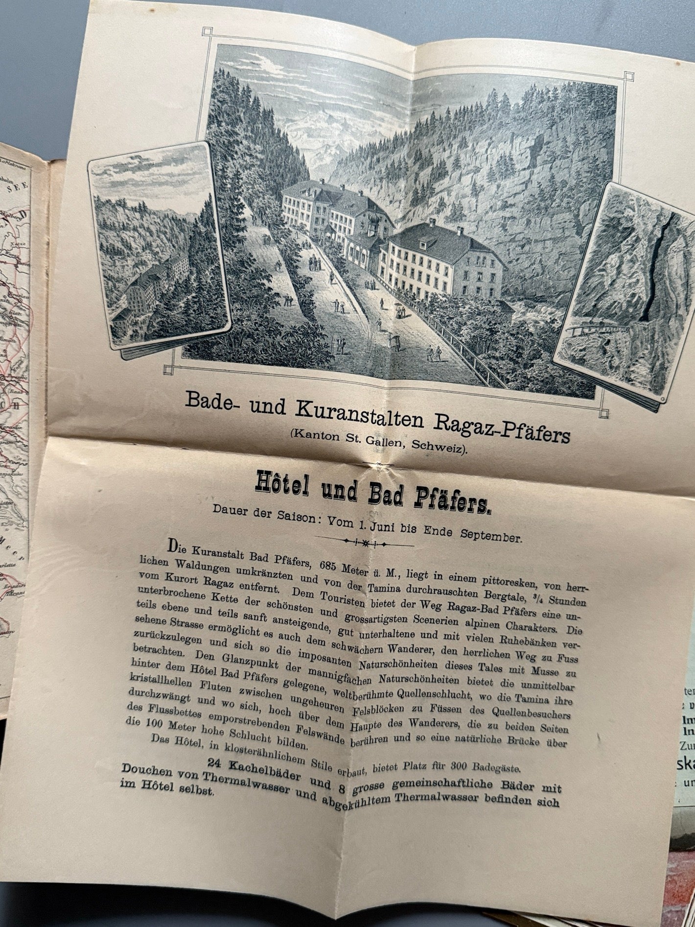 Libro de: Ragatz pfäfers, Alfred Ceresole. Contiene folletos turísticos - Zurich, ca. 1895