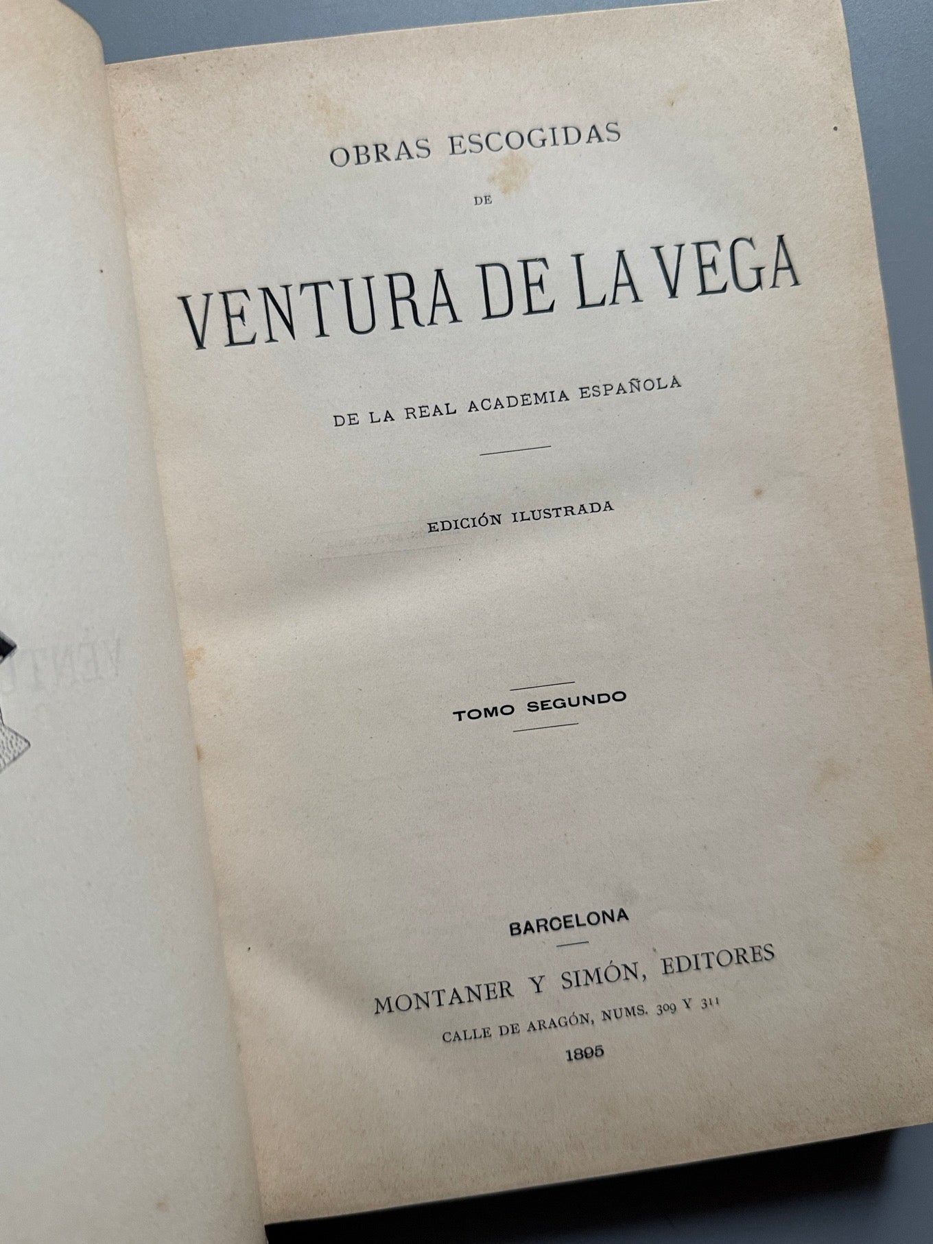 Libro de: Obras escogidas de Ventura de la Vega - Montaner y Simón, 1894