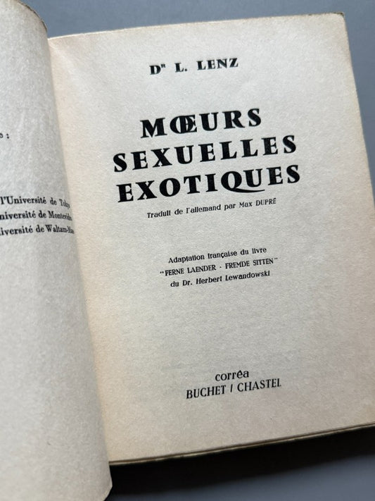 Moeurs sexuelles exotiques, Dr. L. Lenz - Buchet/ Chastel Corrêa, 1960