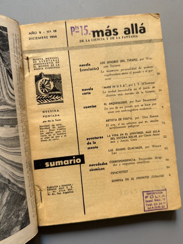 Más allá. Revista mensual de fantasía científica nº19 - Editorial Abril, Diciembre de 1954