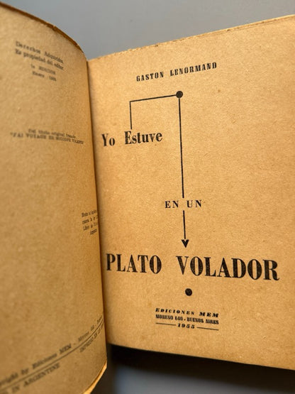 Yo estuve en un plato volador, Gaston Lenormand (1ª ed. en español) - Ediciones MEM, 1955