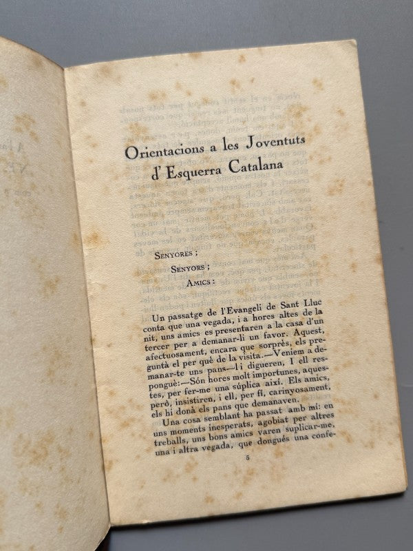 Orientacions a les Joventuts d'Esquerra Catalana, Josep Mª Pou i Sabater - 1922
