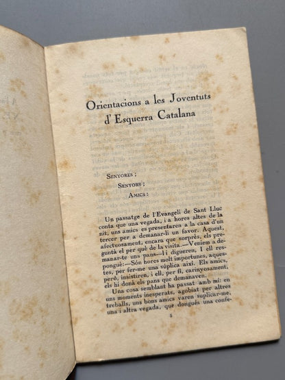 Orientacions a les Joventuts d'Esquerra Catalana, Josep Mª Pou i Sabater - 1922