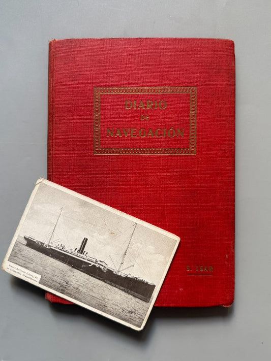 Diario de navegación Vapor Antonio López + postal. Barcelona, La Habana, Nueva York - 1925