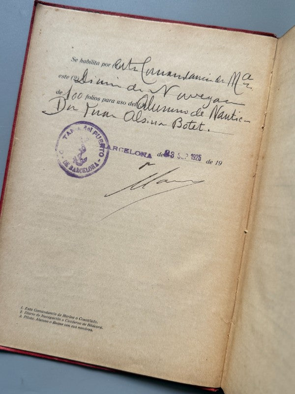 Diario de navegación Vapor Antonio López + postal. Barcelona, La Habana, Nueva York - 1925