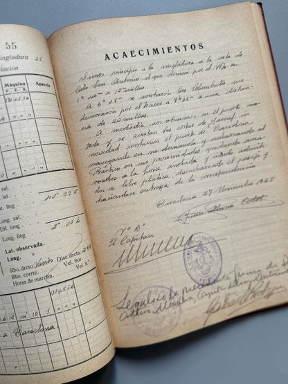 Diario de navegación Vapor Antonio López + postal. Barcelona, La Habana, Nueva York - 1925