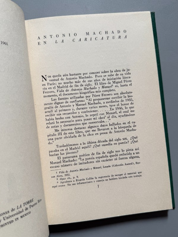 La prehistoria de Antonio Machado, Aurora de Albornoz (1ª ed.) - Ediciones La Torre, 1961