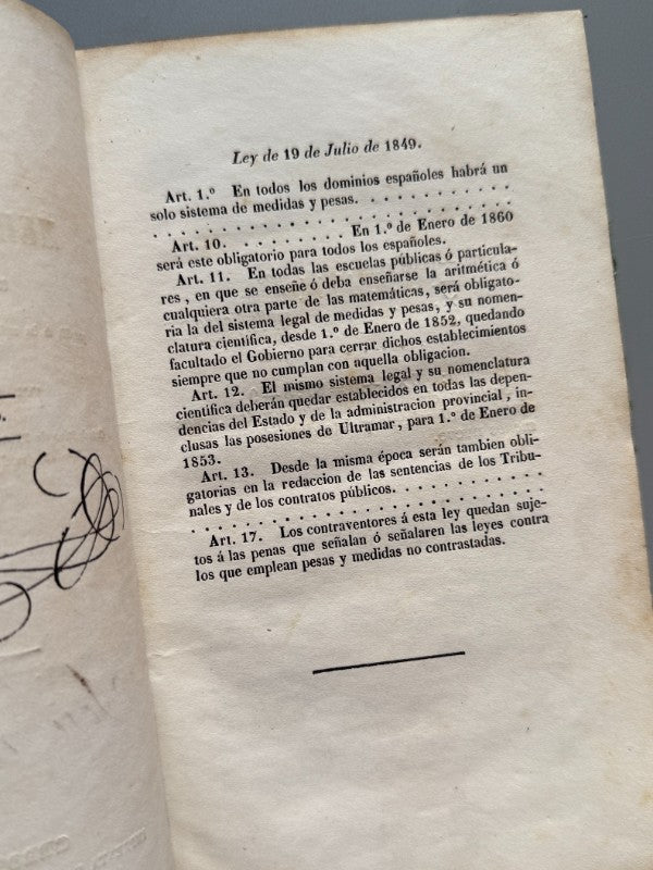 El sistema legal de medidas y pesas, Felix Pagés - Imprenta de Doña Narcisa Grases, 1852