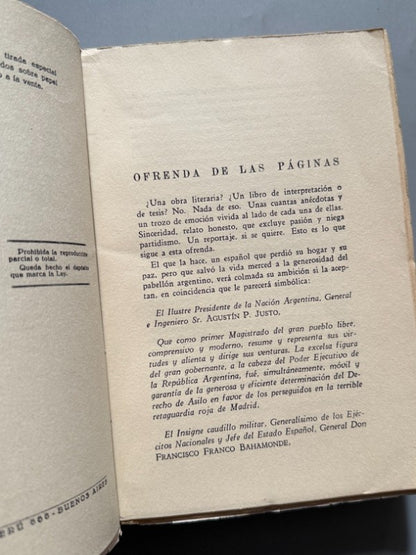 Argentina España 1936-1937, Francisco Casares - Editorial Poblet, 1937