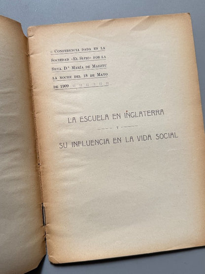 La escuela en Inglaterra y su influencia, María de Maeztu - Sociedad "El Sitio", 1909