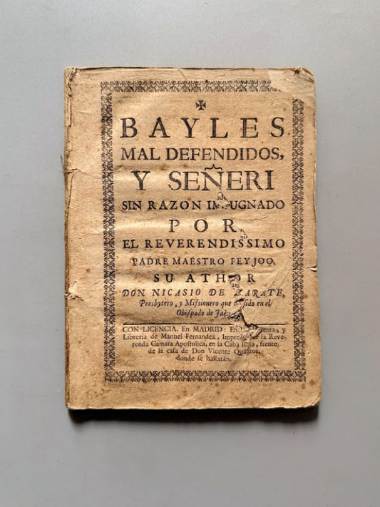 Prohibición de bailes, corridas de toros y comedias. Nicasio de Zarate - Madrid, 1742