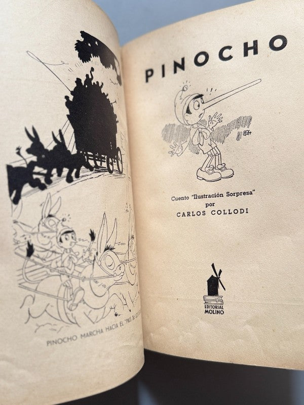 Pinocho, Carlos Collodi. Cuento pop-up - Editorial Molino, 1954