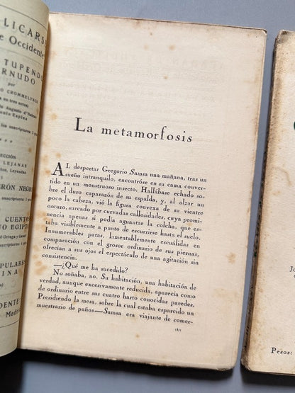 La Metamorfosis, Kafka (1ª ed. en español) - Revista de Occidente nºXXIV y XXV, 1925