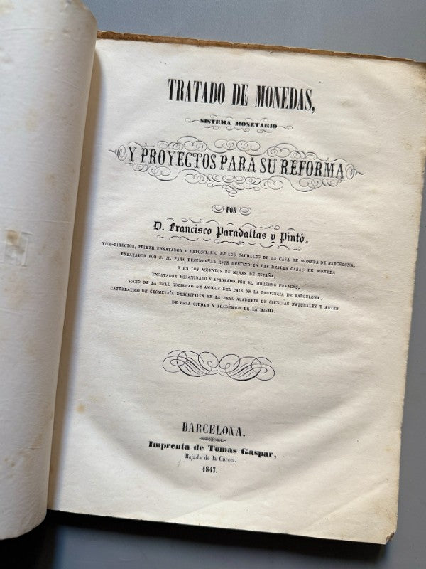 Tratado de monedas, Francisco Paradaltas y Pintó - Imprenta de Tomas Gaspar, 1847