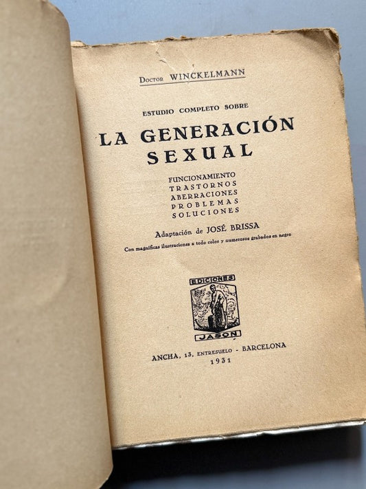 La generación sexual, Doctor Wincklemann - Ediciones Jason, 1931