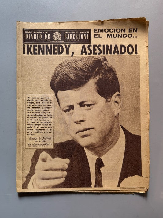 Muerte de John F. Kennedy. Diario de Barcelona - 23 de noviembre 1963