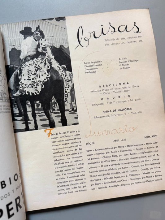 Brisas. Artículo Charles Chaplin, los hermanos Marx. Revista mensual - NºXXIV Abril 1936