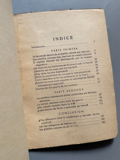 Vienen los platillos volantes, Enrique Miguel Borgas. Ufología - Editorial "Nos", 1954