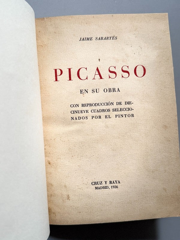 Picasso en su obra, Jaime Sabartés - Cruz y Raya, 1936