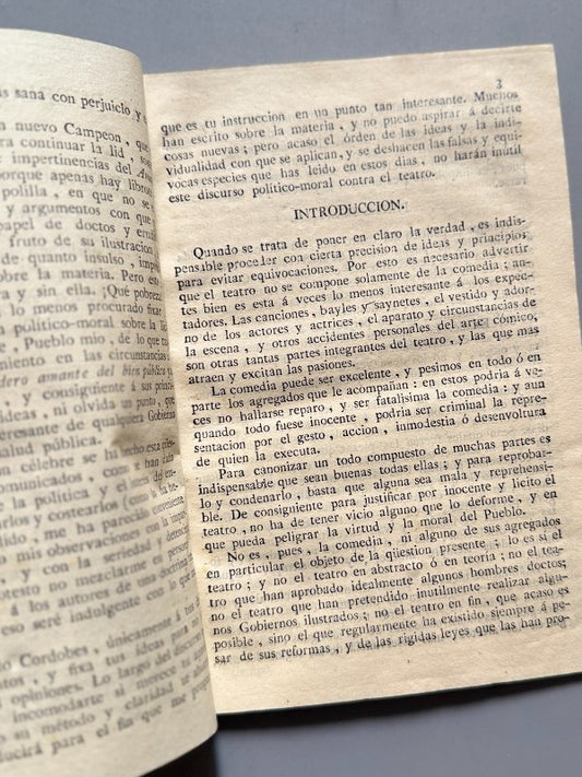 Discurso político-moral contra el teatro, El Imparcial - Córdoba, 1813