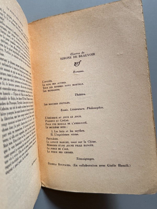 La force des choses, Simone de Beauvoir (1ª ed.) - Gallimard, 1963