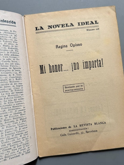 Mi honor...¡No importa!, Regina Opisso (La Novela Ideal nº125) - La Revista Blanca, años 20-30