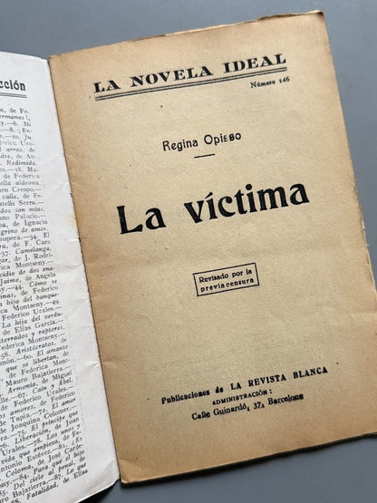 La víctima, Regina Opisso (La Novela Ideal nº146) - La Revista Blanca, años 20-30