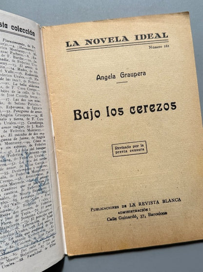 Bajo los cerezos, Ángela Graupera (La Novela Ideal nº161) - La Revista Blanca, años 20-30