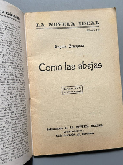 Como las abejas, Ángela Graupera (La Novela Ideal nº142) - La Revista Blanca, años 20-30