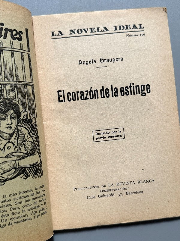 El corazón de la esfinge, Ángela Graupera (La Novela Ideal nº106) - La Revista Blanca, años 20-30