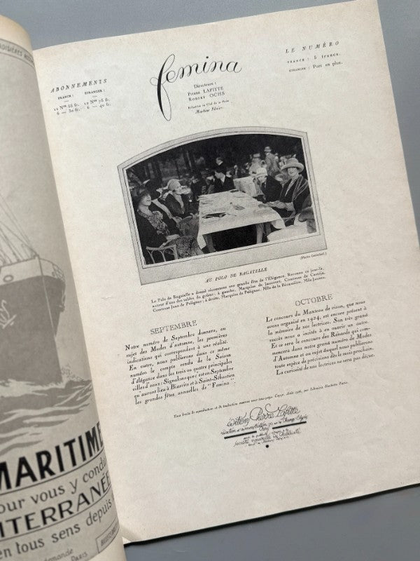 Femina. Revista de moda francesa - Editions Pierre Lafitte, agosto de 1926