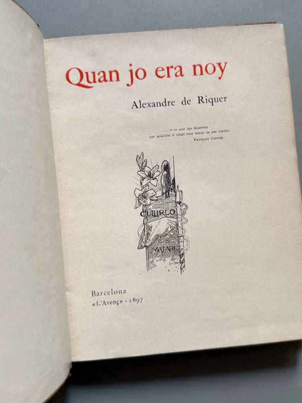 Quan jo era noy, Alexandre de Riquer - L'Avenç, 1897