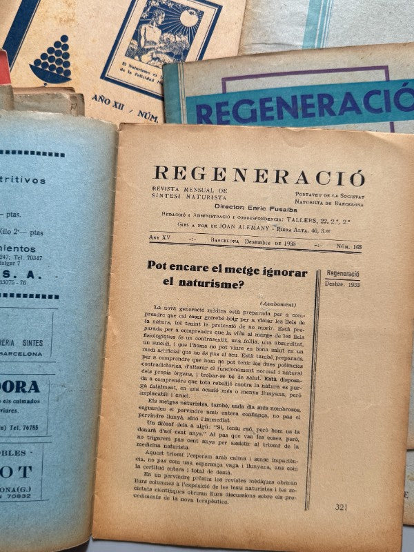Regeneració. Revista de Síntesi Naturista. 37 número - Barcelona, 1932-1935