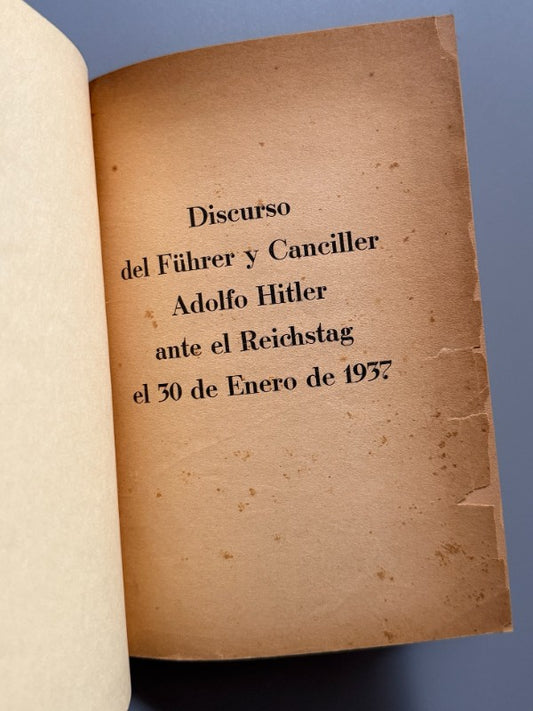 Discurso del Führer y Canciller Adolfo Hitler ante el Reichstag el 30 de Enero de 1937