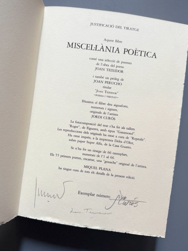 Miscel·lània poètica, Joan Teixidor. Jordi Curós, aguafuertes y gouache original. Nº36 - 1988