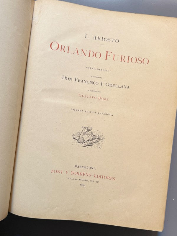 Orlando furioso, Ludovico Ariosto. Ilustrado por Gustave Doré - Font y Torrens Editores, 1883-1885